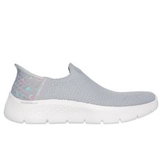 Step-in to convenient walking comfort and cushioning wearing Skechers Hands Free Slip-ins GO WALK Flex - Sunset Rose. This vegan slip-on features a knit mesh upper with a floral print heel, our exclusive Skechers Slip-ins molded Heel Pillow , Skechers Air-Cooled Memory Foam insole, lightweight ULTRA GO cushioning, and Flex Pillars for added movement. | Skechers Women's Slip-ins: GO WALK Flex - Sunset Rose Slip-On Shoes | Medium Width | Skechers Hands Free Slip-ins for an easy fit | Exclusive Hee Comfortable Slip-on Walking Shoes With Gel Cushioning, Comfortable Gel Cushioned Slip-on Walking Shoes, Synthetic Walking Shoes For Light Exercise In Spring, Comfortable Walking Shoes For Light Exercise In Spring, White Walking Shoes For Light Exercise In Spring, Comfortable Spring Walking Shoes For Light Exercise, White Casual Walking Shoes For Spring, Slip-on Walking Shoes With Gel Cushioning, Walking Shoes With Gel Cushioning