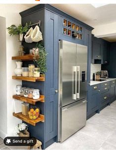 Kitchen Furniture Storage, Huge Kitchen, Small Kitchen Storage, Small Pantry, Shabby Chic Dresser, Blue Cabinets, Dark Kitchen Cabinets, Storage Hacks, Wall Storage