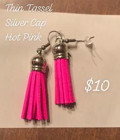 Thick Tassel Silver Cap Earrings  Colors: Black, White, orange, Hot Pink, Lavender, Light Blue, Brown, Gray Trendy Adjustable Tassel Earrings As Gift, Silver Caps, Pink Lavender, Blue Brown, Jewelry Earrings Dangle, Etsy Earrings, Tassels, Hot Pink, Dangle Drop Earrings