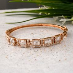 H/SI Baguette Diamond Bangle Bracelet 14k Rose Solid Gold Birthday Gift 2.70 Ct. Fine Jewelry Rose Gold Diamond Bracelet With Baguette Cut, Rose Gold Baguette Cut Diamond Bracelet, Rose Gold Bracelets With Baguette Diamonds, Wedding Rose Gold Diamond Bracelet With Baguette Diamonds, Rose Gold Diamond Bracelets With Baguette Diamonds, Baguette Diamond Bangle For Anniversary, Anniversary Baguette Diamond Bangle Bracelet, Anniversary Bangle With Baguette Diamonds, Rose Gold Baguette Diamond Bracelet As A Gift