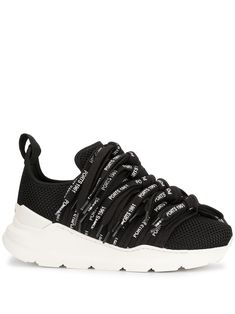 Black leather Lace42 sneakers from Ports 1961 featuring a pull tab at the rear, a mesh upper, a white rubber sole, an oversize tongue and logo printed laces. Ports 1961, Designer Trainers, Lace Sneakers, Wardrobe Edit, Balenciaga Triple S, Ballet Flat Shoes, Ski Wear, Designer Sneakers, Pump Sandals