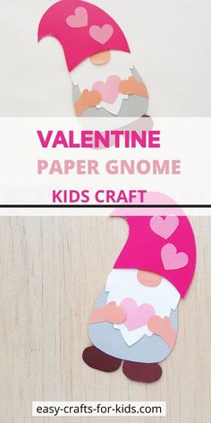 valentine paper gnome craft for kids to make