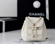 CHL Backpack White For Women 7 in/18cm Mochila Chanel, Baby Tote Bag, Louis Vuitton Shirt, Chanel Shirt, Chanel Backpack, Chanel Mini, Gucci Gg Marmont, Evening Clutch Bag, Chanel Handbags