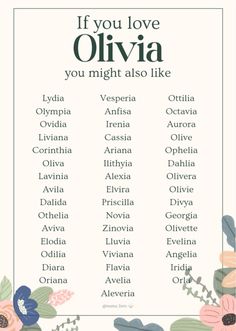 a poster with the words if you love olvia, you might also like