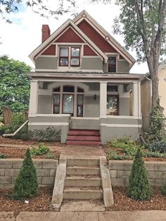 a house with steps leading up to the front door