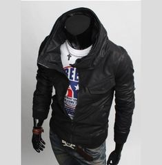 Men korean style hooded leather jacket, men slim fit leather jacket Leather Jacket With Double-lined Hood, Fitted Leather Hooded Jacket With Long Sleeves, Leather Biker Jacket With Double-lined Hood For Fall, Winter Hooded Leather Jacket, Fitted Leather Hooded Jacket For Fall, Casual Fitted Leather Hooded Jacket, Fitted Leather Jacket With Double-lined Hood, Hooded Biker Leather Jacket With Pockets, Fitted Leather Hooded Jacket With Double-lined Hood