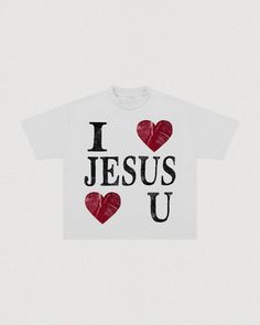 "JESUS <3 U" CROPPED TEE I Love Jesus Shirt, Jesus Shirts Christian Clothing, Cute Oversized Shirts, Jesus Merch, I Love T Shirt, Jesus Clothing, Christian Clothes, Bold Faith, Jesus Clothes