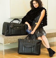 Think CHIC! Our Timeless Quilted VIP Duffel is definitely 'Chanel' inspired. The classic diamond quilting is the epitome of elegance and will bring an element of luxury as a travel companion. The telescoping pull handle and smooth-rolling wheels makes it easy to navigate through bustling airports and streets. The unique compact design allows for use as carry-on luggage when flying, further enhancing your travel experience. Pair with the matching Timeless Quilted VIP Tote (with trolly sleeve) to Black Duffel Bag, Classic Chic Style, Chanel Inspired, Travel Duffel, Classic Chic, Travel Tote, Leather Travel, Lady Dior Bag, Zipper Bags