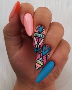 Water Cave, Flash Nails, Summer Vacation Nails, Peach Beach, Geometric Nails, Ideas Uñas, Water Color Nails, Crazy Nails