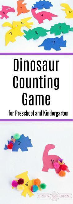 dinosaur counting game for preschool and kindergarten with the title dinosaurs counting game