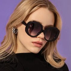 Introducing the Paula Oversize Retro Round Sunglasses! These funky shades will elevate your style. With their oversized frames and retro design, you'll be the talk of the town and almost famous in no time. Whether you're lounging by the pool or strolling through the city, these sunglasses are the perfect blend of fashion and function. Grab a pair now! Gender: WOMEN Item Type: Sunglasses Frame Material: TPU Lenses Material: Polycarbonate Polarization Type:: Non-Polarized Total Width:: 148mm (5.83 Sunglasses Women Oversized, Trendy Glasses, Sunglasses Women Vintage, Round Frame Sunglasses, Retro Brand, Style Punk, Oval Sunglasses, Oversized Sunglasses, Round Frame