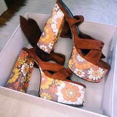 Suede Floral Platform Heels – Nectarine Dreams LLC