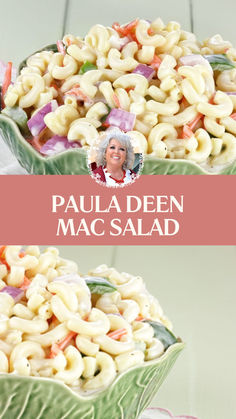 Paula Deen Mac Salad Homemade Dressing Recipe, 4th July Food, Mac Salad, Paula Deen Recipes, Celebrity Recipes, Leafy Green Salads, Hearty Salads, Dressing Recipes