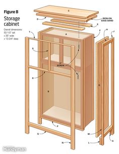 the diagram shows how to build a cabinet with drawers and shelves for each drawer, which is