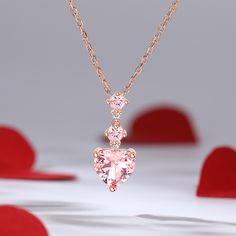 Wear this enchanting necklace as a reminder of the beauty and power of love. Let the gentle pink hues of the morganite stones evoke feelings of warmth and affection, while the heart-shaped design serves as a constant reminder of the love that resides within your heart. Crafted with precision, this exquisite piece features a heart-shaped morganite gemstone as its centerpiece, radiating a captivating pink hue that symbolizes love and tenderness. Above the main stone, two delicate morganite gems an Morganite Gemstone, Divine Love, Power Of Love, Necklace Online, Morganite, Sterling Silver Necklace, Quality Jewelry, Sterling Silver Necklaces, Heart Shapes