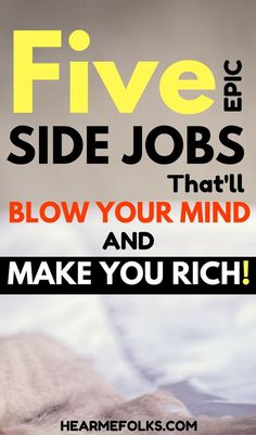 a cat sitting on top of a bed with the words five side jobs that blow your mind and make you rich