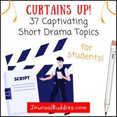 Through acting, writing, or directing, drama challenges students to dive deep into stories, characters, and situations. Whether you're in drama class, theater club, or simply love storytelling, these 37 captivating short drama topics for students will inspire you to craft powerful scenes and performances. #ShortDramaTopics #DramaticWriting #JournalBuddies High School Journal, Creative Writing For Kids, Journal Prompts For Kids, Drama Class, Writing Prompts For Kids, Creative Writing Prompts, Kids Journal, Homeschool Curriculum, Journal Printables