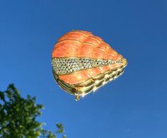 a hot air balloon floating in the sky