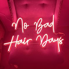 No Bad Hair Days Neon Sign - AOOS Signs Above Sofa Wall Decor, Hot Pink Bedroom Decor, Decor Above Sofa, Hot Pink Bedroom, Hot Pink Bedrooms, Ambiguous Quotes, Above Sofa, Sofa Wall Decor, Commercial Signs