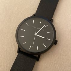 Worn A Few Times, In Great Condition Black Everyday Watch, Classic Black Watch With Black Band, Classic Black Everyday Watches, Black Minimalist Adjustable Watch, Black Everyday Watch With Leather Strap, Minimalist Black Watch For Work, Minimalist Black Watches For Work, Classic Black Watches For Work, Timeless Black Watch For Work