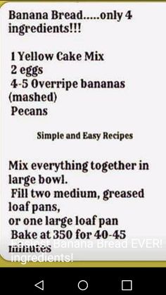 an old recipe for banana bread