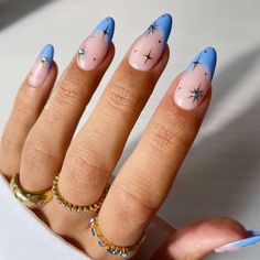 Trendy Blue Nails, Blue Gel Nails, Fake Nails Long, Simple Gel Nails, Casual Nails