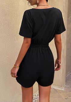 The EMES SHOP romper is detailed with a classic solid color. Features a round neck line. short sleeves. henley design. tie waist. and regular fit. Pair it with a cap and sneakers for a laidback look.MATERIAL:55% Cotton 30% Polyester 5% ElastaneMEASUREMENTS: Product Length 31.5"-34"in 4-6-Small | Waist: 25"-26.5"in | Chest: 33"-34.5"in | Hips: 33.5"-35"in 6-8-Medium | Waist: 26.5"-28"in | Chest: 34.5"-36"in | Hips: 35"-36.5"in 8-10-Large | Waist: 28"-29.5"in | Chest: 36"-37.5"in | Hips: 36.5"-38" Casual Short Sleeve Jumpsuits And Rompers With Relaxed Fit, Casual Jumpsuits And Rompers With Short Sleeve, Relaxed Fit, Casual Short Sleeve Relaxed Fit Jumpsuits And Rompers, Casual Short Sleeve Solid Color Jumpsuits And Rompers, Casual Short-sleeved Solid Color Jumpsuits And Rompers, Casual Short Sleeve Jumpsuits And Rompers For Loungewear, Casual Short Sleeve Jumpsuits And Rompers, Solid Color Short Sleeve Relaxed Fit Jumpsuits And Rompers, Relaxed Fit Solid Jumpsuits And Rompers With Short Sleeves