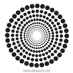 a black and white circular design with dots in the shape of a circle on a white background