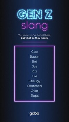 an advertisement with neon lights and the words gen z stang