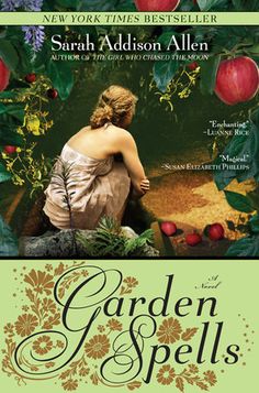 the cover of garden spells by susan allen allen, with an image of a woman sitting