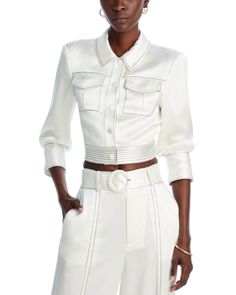 Cinq a Sept Jenson Jacket Chic Double-breasted Cropped Jacket With Button Closure, White Button-up Outerwear With Hidden Closure, Double-breasted Leather Outerwear With Snap Buttons, Top Brands, Buy Online, Coats For Women, Fitness Models, Denim Jacket, Jackets For Women