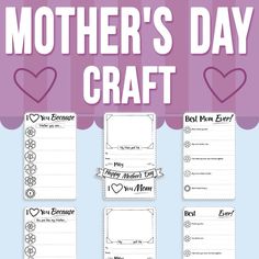 mother's day craft is shown with the words, moms day crafts and pictures