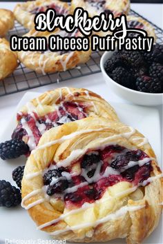 blackberry cream cheese puff pastry with berries on the side