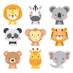 an assortment of cute cartoon animals