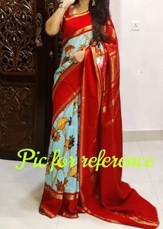 Gadwal Kalamkari Pattu Sarees Latest, Penkalamkari Saree, Pink Saree Silk, Floral Print Sarees, Long Gown Design, New Saree Blouse Designs, Latest Saree, Fashionable Saree Blouse Designs, Sari Blouse Designs