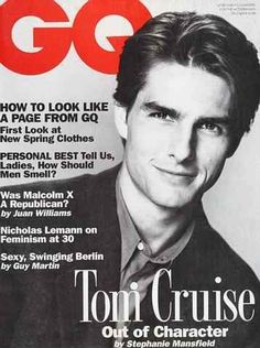 a magazine cover with a man on the front page and an article about tom cruise