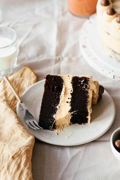 a piece of cake on a plate with a fork