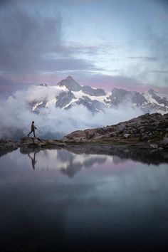 Hiking girl in the North Cascades of Washington at sunset with mountain views, a tarn, and pink and purple in the evening sky Pnw Travel, Washington Hikes, Lovely Friends, Long Road Trip, Get Back Up, North Cascades, Happy We, Sunrise Sunset, In A Heartbeat