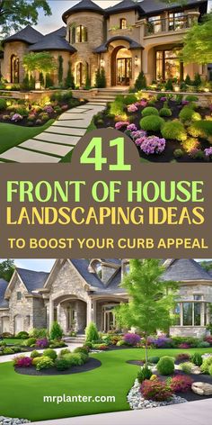 41 four-season front of house landscaping ideas for year-round interest and beauty Front Yard Fountain, Front Of House Landscaping, House Landscaping Ideas, Colorful Landscaping, Landscape Ideas Front Yard Curb Appeal, Creative Landscaping, Fall Landscaping, Small Front Yard, Front Yard Design