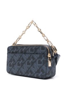 7.5"W x 4.3"H x 2.4"D Gold Tone Hardware Double Zipper Closures Adjustable Shoulder Strap w/ Detachable Chain Top Handle Outer: PVC, Trims: Calf Leather Chain Top, Balenciaga Designer, Kors Jet Set, Michael Kors Jet Set, Jet Set, Pale Blue, Top Handle, Luxury Bags, Calf Leather