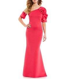 Women's Formal Dresses & Evening Gowns | Dillard's Elegant Asymmetrical Prom Gown, Spring Formal Gown With Asymmetrical Neckline, Spring Evening Gown With Asymmetrical Neckline, Women's Formal Dresses, Plus Size Petite, Black Tie Gala, One Shoulder Gown, Women Formals, Flower Detail