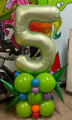 the number five is made out of balloons