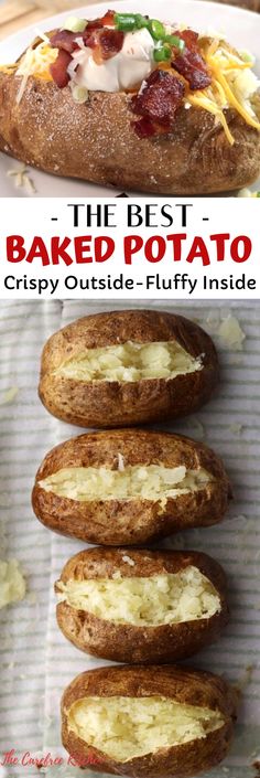 the best baked potato crispy outside - puffy inside with bacon and cheese on top