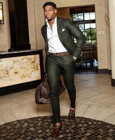 Caesar Chukwuma, Elegant Suits Men, Cocktail Attire Men, Prom Suits For Men, Slim Fit Suit Men, Fashion Formal, Green Suit