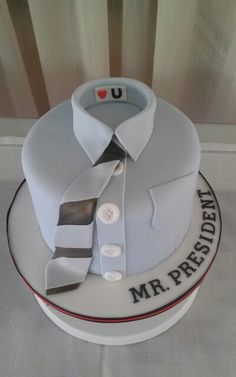 Male Cake Designs, Male Cakes, Cake Frosting Designs, Tie Cake, Men Cakes, Cake Design For Men, Shirt Cake, Shirt And Tie, Chocolate Cake Decoration