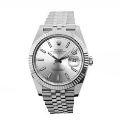 Description Guaranteed Authentic Men's Rolex Datejust with a 41mm 18K White Gold and stainless steel case and silver index dial. This fine timepiece is brand new and features a classic stainless steel Jubilee bracelet and luminous hour markers and handles. This watch is unworn with tags and its box. It comes with a Two Year Warranty from Da Vinci Fine Jewelry, Inc., a Rolex box, Rolex papers, and certified retail appraisal from Da Vinci Fine Jewelry, Inc. Details BRAND Rolex COLLECTIONS Datejust Men's Rolex, Rolex Datejust Ii, Datejust Ii, Swiss Luxury Watches, Swiss Luxury, Rolex Men, Rolex Datejust, Rolex Watches, Stainless Steel Case