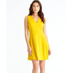 Modern Simplicity. Rachel Rachel Roy's Anise Dress Is The Definition Of Minimalism With Its Sleek V-Neck And Flirty Silhouette. Style Tip: Pair With Statement Sneaks To Make It Sporty. Flattering Silhouette V-neck Dress For Spring, Chic Yellow Shift Dress, Yellow A-line Mini Dress For Work, Flattering V-neck Daywear Dress, V-neck Stretch Sleeveless Dress For Work, Stretch V-neck Sleeveless Dress For Work, Yellow Dress For Work, Yellow Mini Dress For Work, Sleeveless Kimono