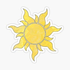 a yellow sun sticker on a white background