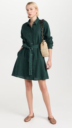 Shopbop - Designer Clothing, Shoes & Accessories Chic Long Sleeve Linen Dress With Buttons, Long Sleeve Linen Dress With Buttons For Work, Casual Long Sleeve Linen Work Dress, Casual Long Sleeve Linen Dress With Button Closure, Casual Linen Dress With Button Cuffs, Casual Linen Long Sleeve Dress With Button Closure, Long Sleeve Linen Dress With Button Closure, Long Sleeve Linen Dress With Pockets, Casual Linen Workwear Dress With Button Closure