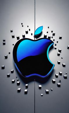 an apple logo is shown on the side of a building with many small squares around it